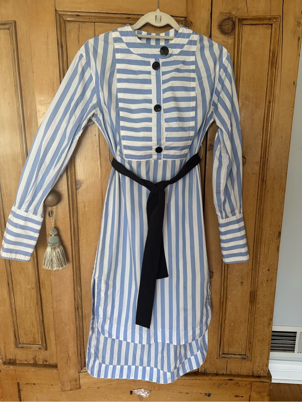 YYIGAL AZROUEL Women's Blue and White-Striped Shirt Dress (Orig. $695) Size